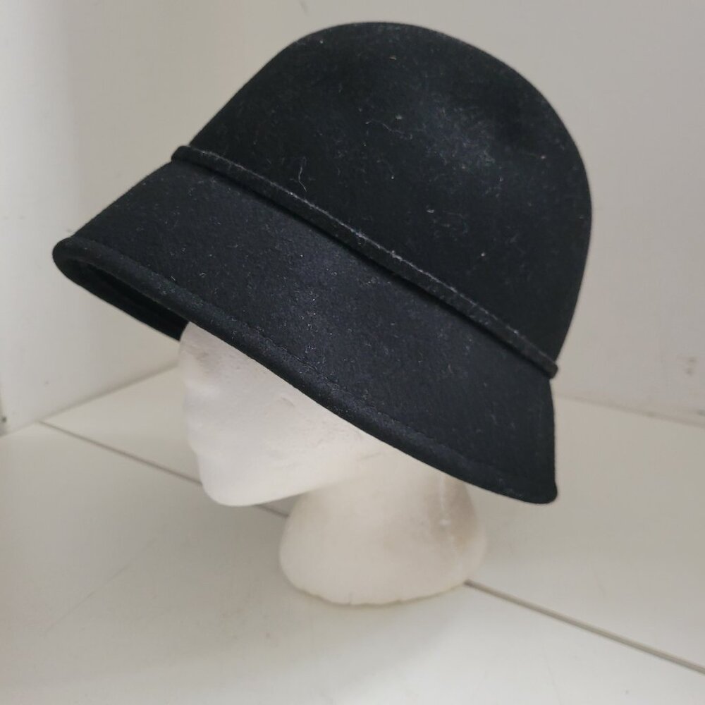 Vintage Black Wool Hat 1920's Styling bucket Hat - Picture 3 of 6